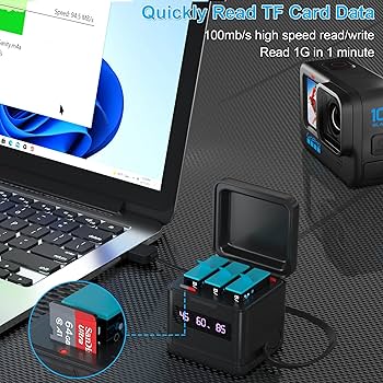 Gopro hero9とバッテリーとSD Amazon.com : TOMSHEIR Hero 9/10/11/12 Battery 3-Pack 2000mAh